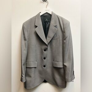 Anine Bing Oversized Mini Houndstooth Gray Blazer